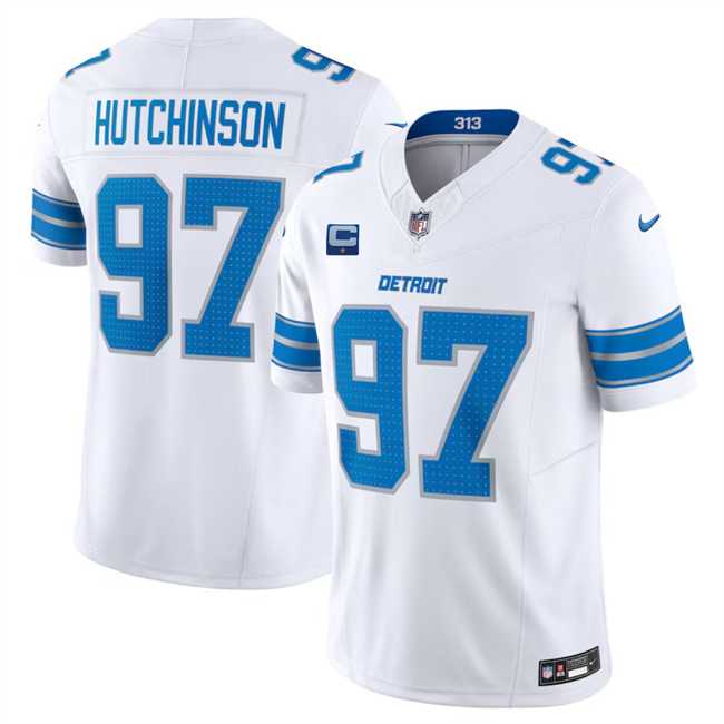 Men & Women & Youth Detroit Lions #97 Aidan Hutchinson White 2024 F.U.S.E. With 1-Star C Patch Vapor Untouchable Limited Stitched Jersey